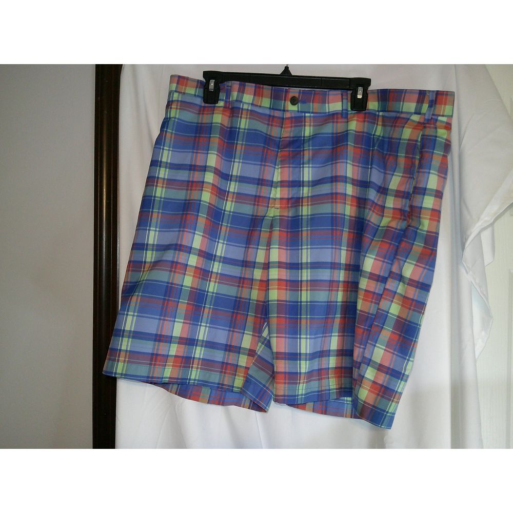 Colorful Plaid Jack Nicklaus Golf Shorts Blue Pink Yellow‎ Summer Athletic 42